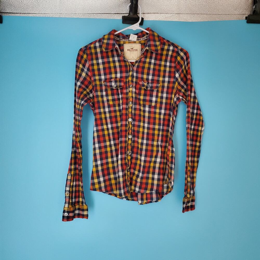 Hollister Button Up Size Small Plaid Long Sleeve Collard
